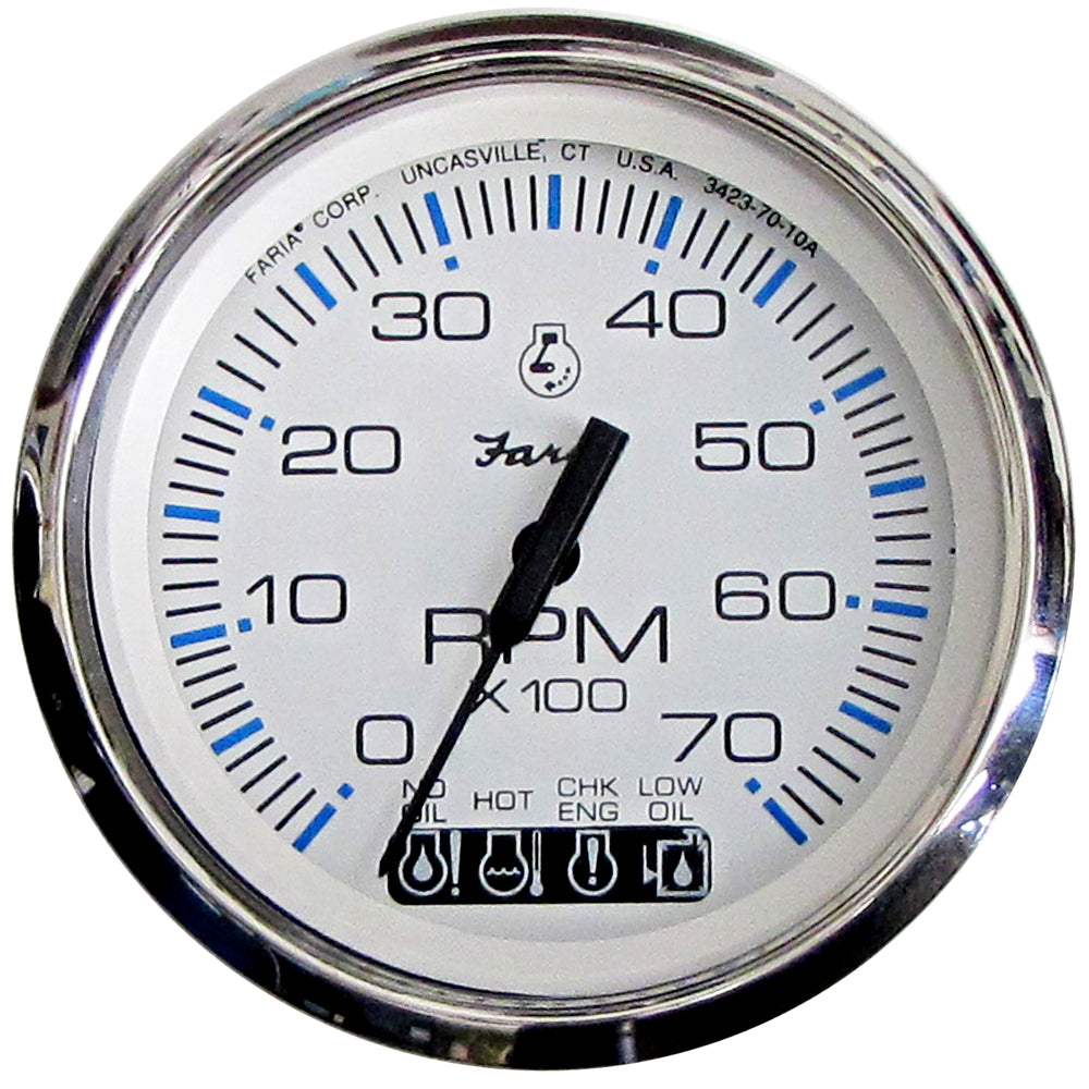 Faria Chesapeake White SS 4″ Tachometer w/Systemcheck Indicator – 7000 RPM (Gas) (Johnson/Evinrude Outboard) [33850] Online