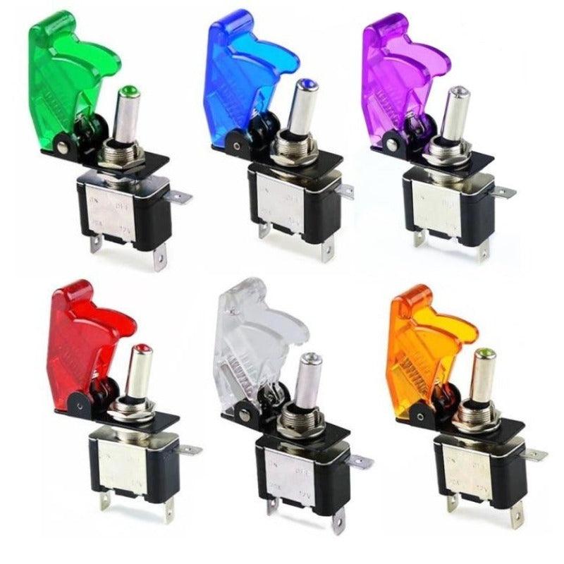 Auto Car Boat Truck Illuminated Led Toggle Switch| With Safety Aircraft Flip Up Cover Guard  12V20A transparent Supply