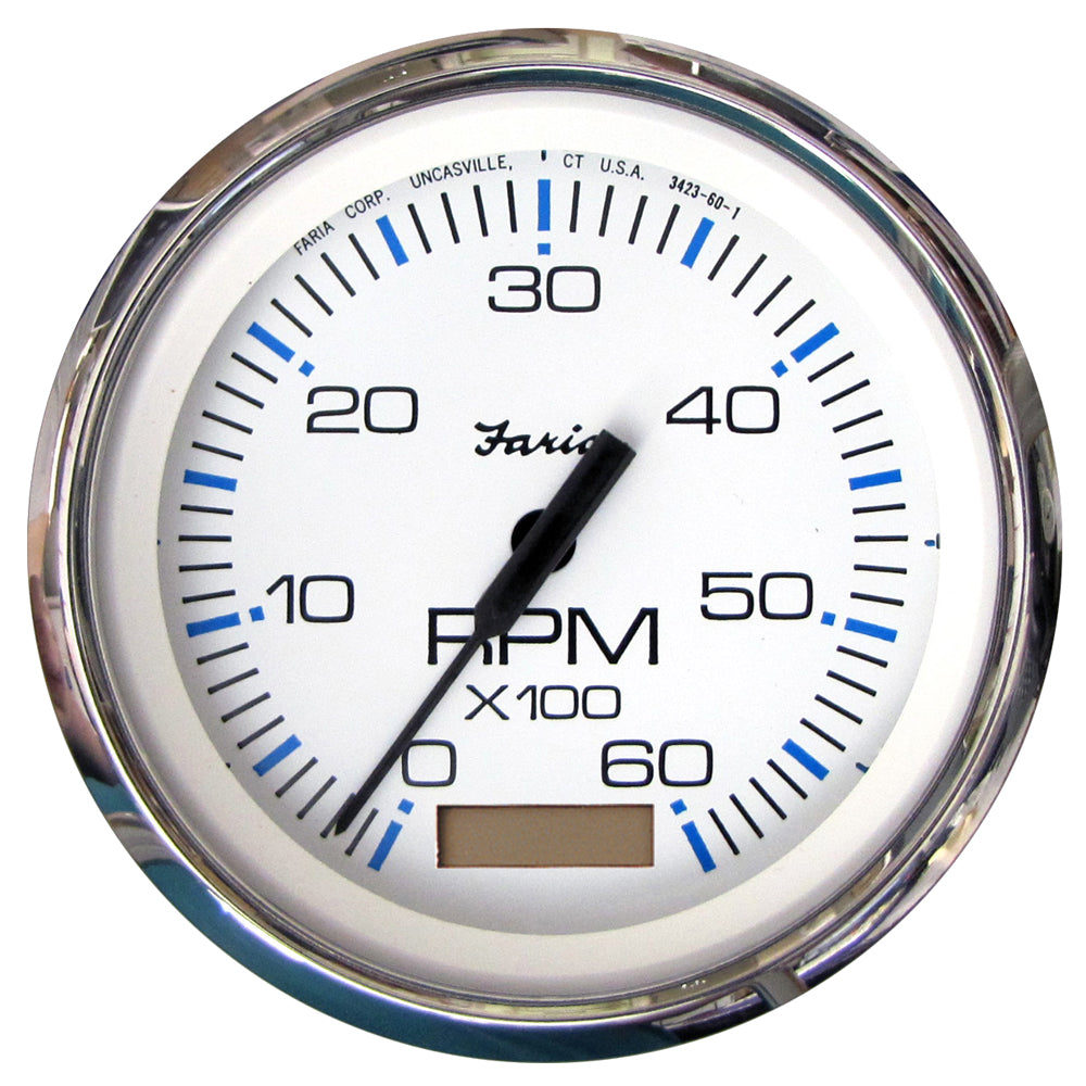 Faria Chesapeake White SS 4″ Tachometer w/Hourmeter – 6000 RPM (Gas)(Inboard) [33832] on Sale