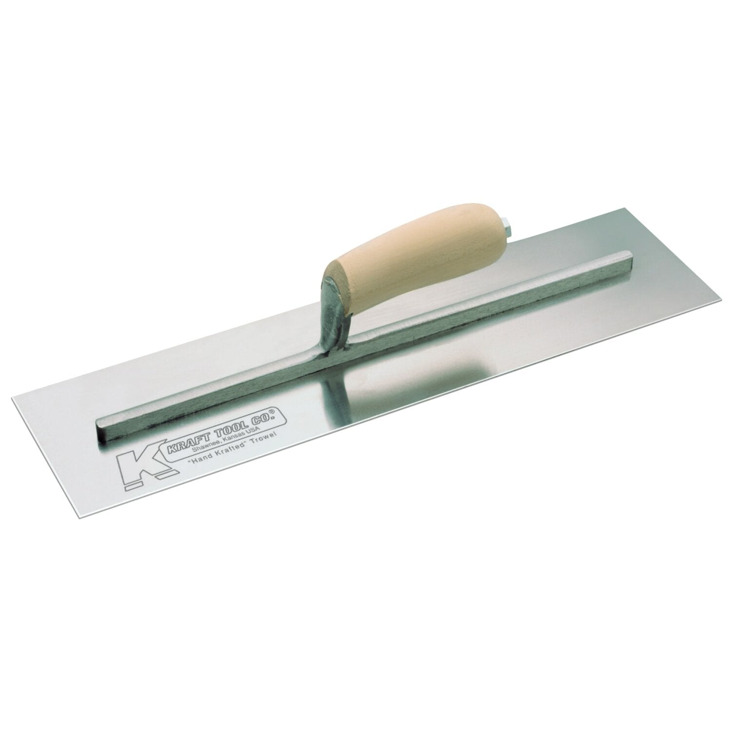 Kraft Tool CF747 16″ x 4″ Swedish Stainless Steel Cement Trowel with Camel Back Wood Handle Supply