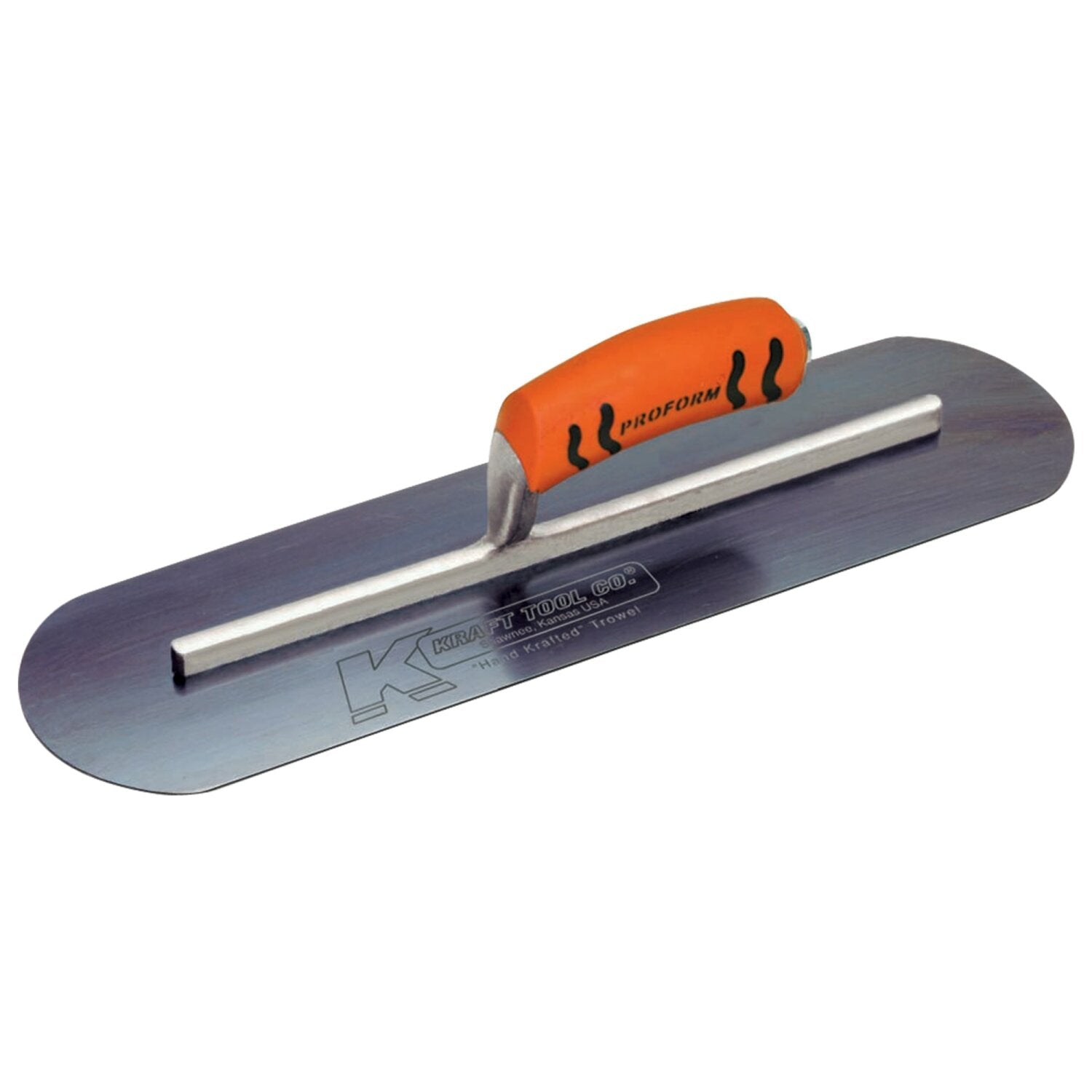 Kraft Tool CF742BPF 16″ x 5″ Blue Steel Pool Trowel with a ProForm Handle on a Long Shank Fashion