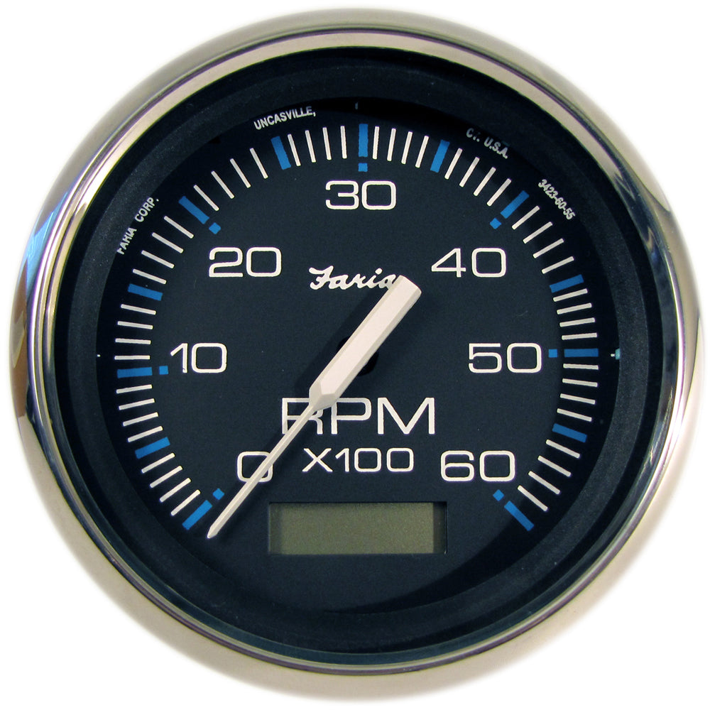 Faria Chesapeake Black 4″ Tachometer w/Hourmeter – 6000 RPM (Gas) (Inboard) [33732] Online Hot Sale