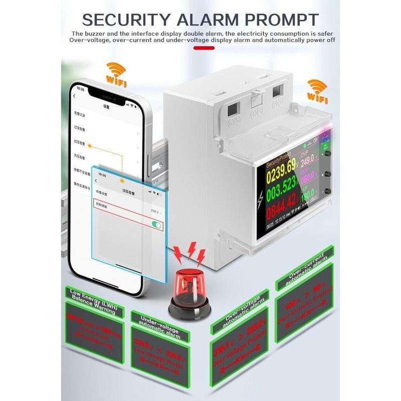 AT4PW 100A Tuya WIFI Din Rail Smart Switch Remote Control AC 220V 110V Digital Power Energy Volt Amp Kwh Frequency Factor Meter Discount