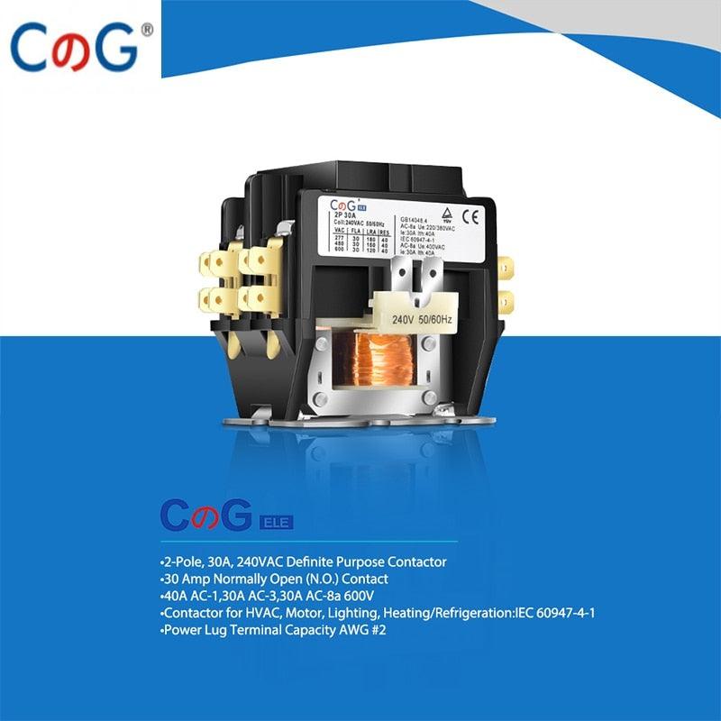 CG 2P Air Conditioner Contactor 40 Amp 240VAC Coil Condenser Compressor Contactor 50/60HZ AC 3P Definite Purpose Contactor Hot on Sale