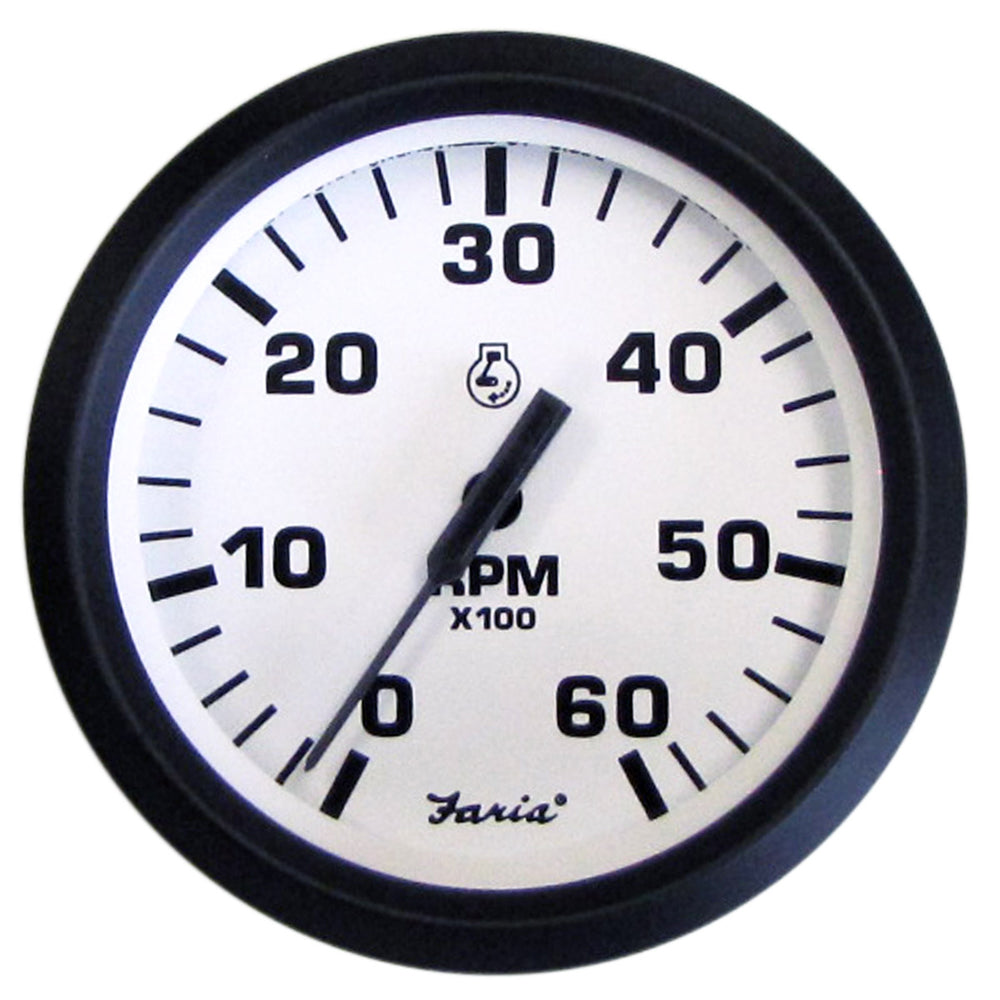 Faria Euro White 4″ Tachometer – 6000 RPM (Gas) (Inboard  I/O) [32904] Online Hot Sale