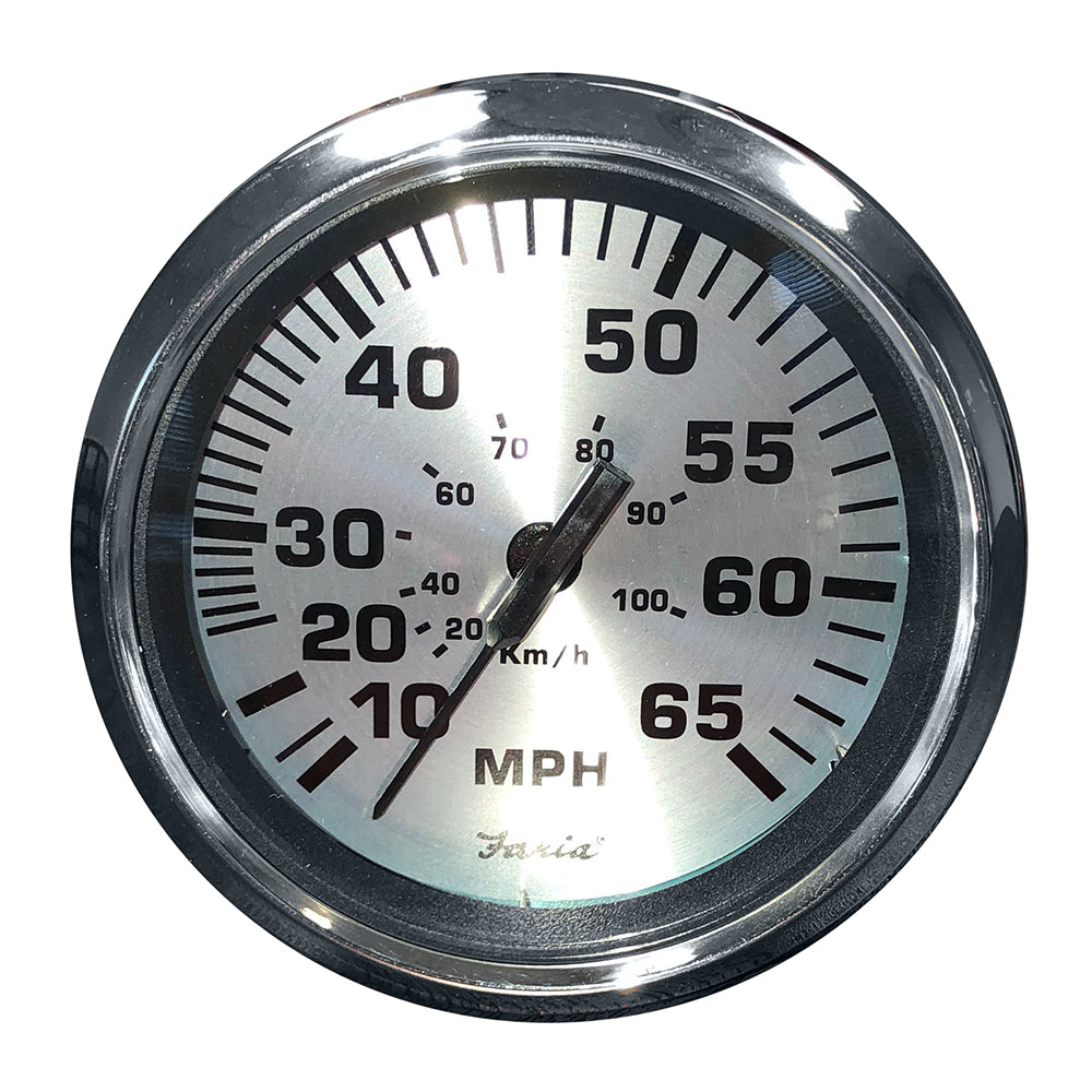 Faria Spun Silver 4″ Speedometer – 65 MPH (Pitot) [36010] Online Sale