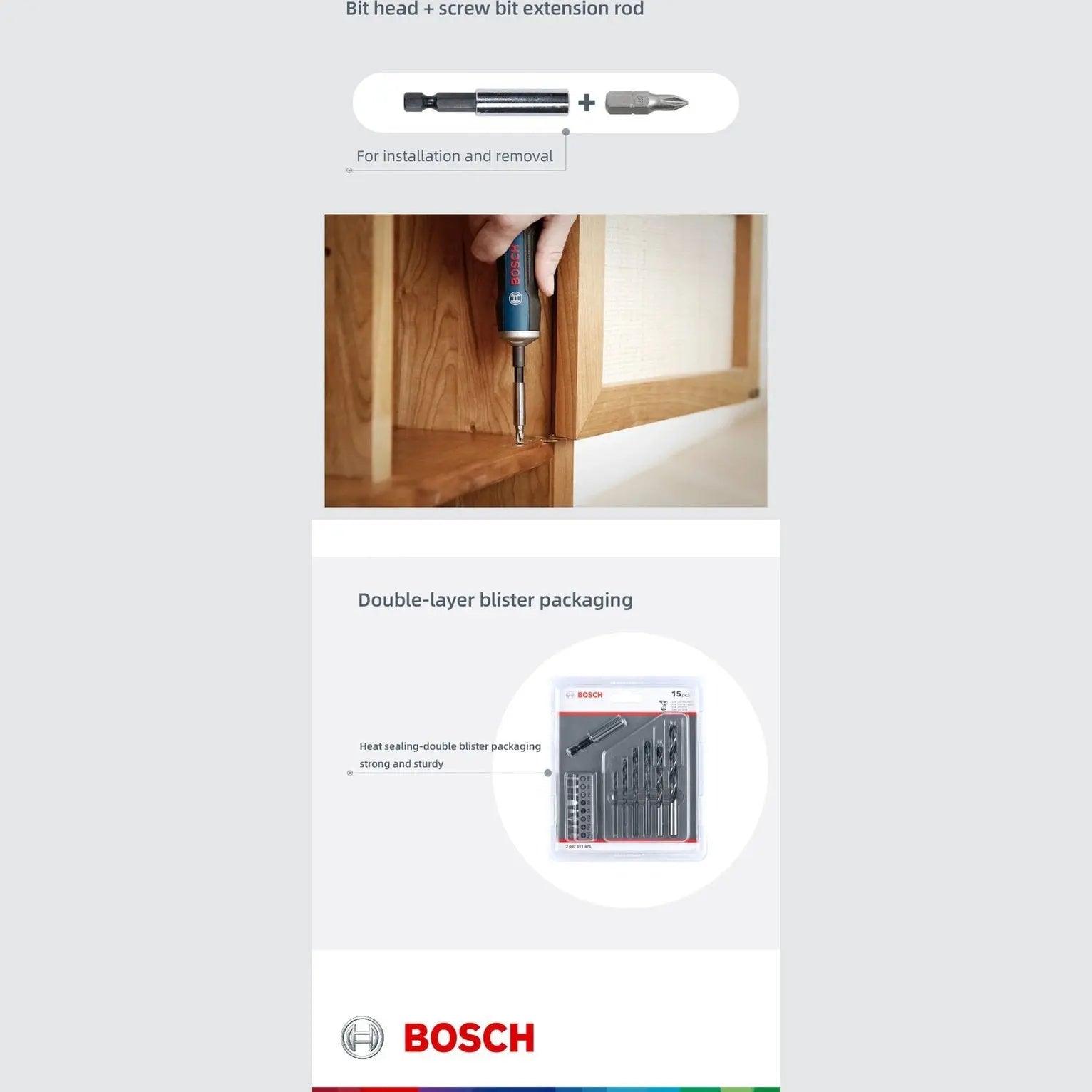 BOSCH- 15 piece/ Set Screw Bit Set| Metal Woodworking Bit Online Sale