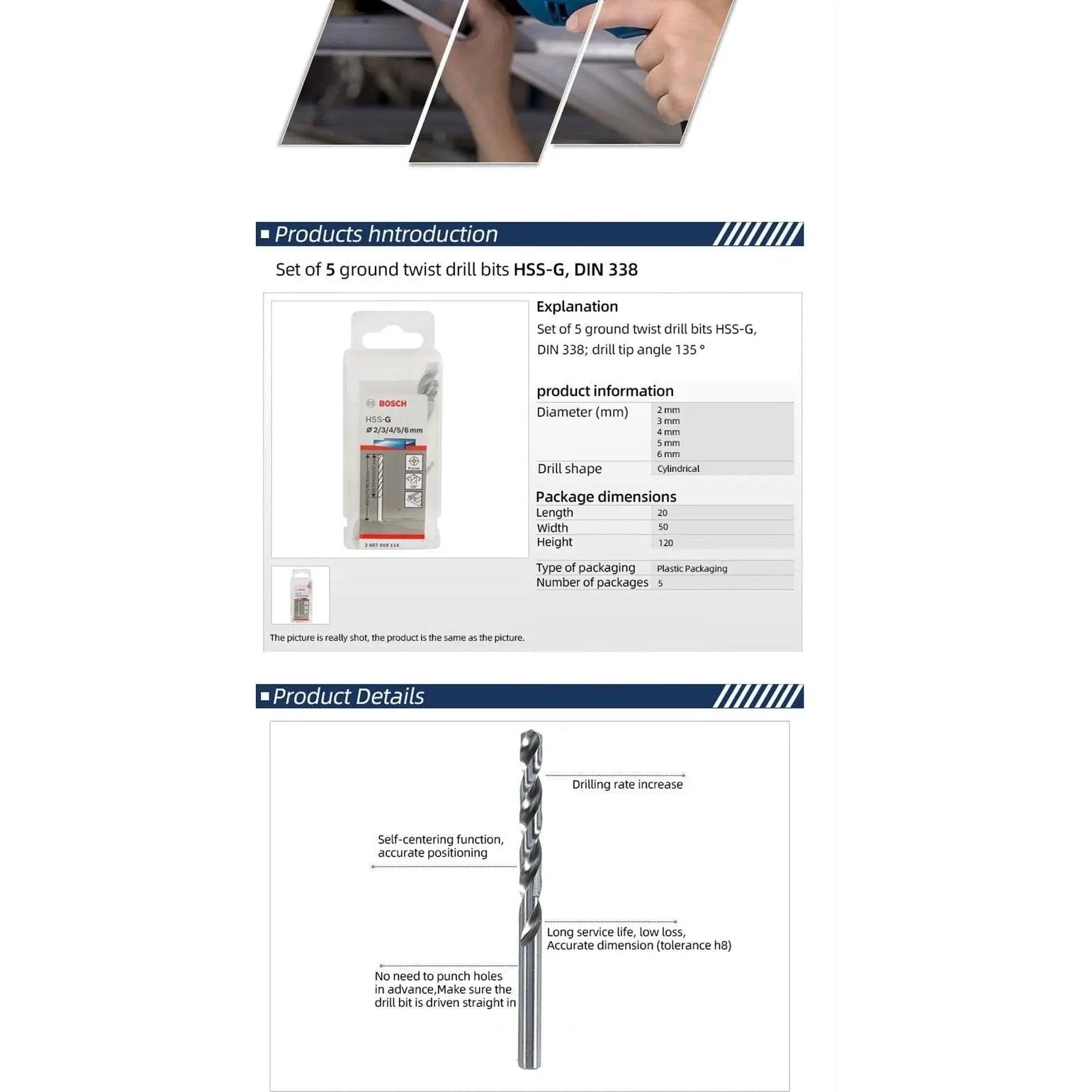 BOSCH- 5 HSS-G Twist Drill Bits Straight Twist Drill Bits|  2/3/4/5/6 mm Supply