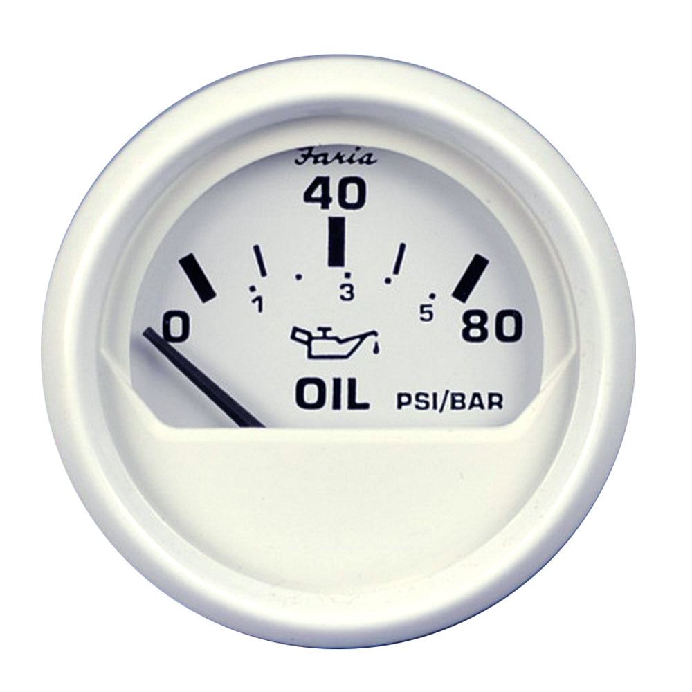 Faria Dress White 2″ Oil Pressure Gauge (80 PSI) [13102] on Sale