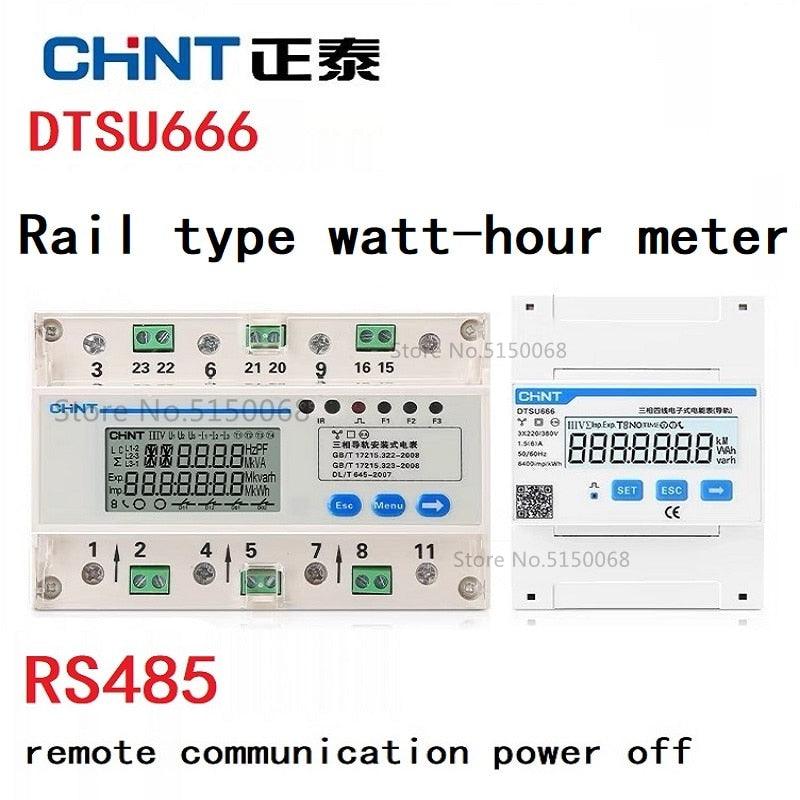 CHNT DDSU666 RS485 Communication Rail Type Meter Switch Three-Phase Four-Wire Energy Watt-Hour Meter 380v Supply