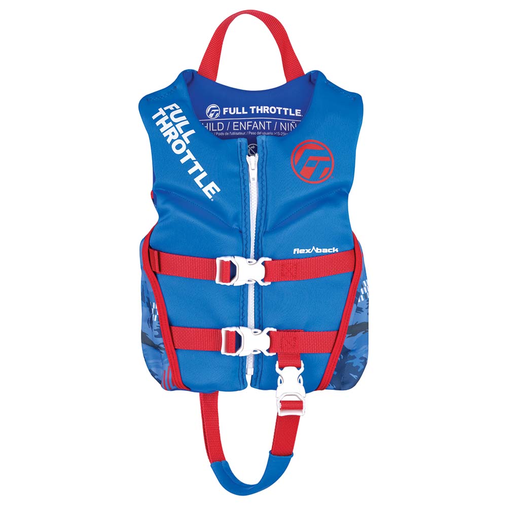 Full Throttle Child Rapid-Dry Flex-Back Life Jacket – Blue [142500-500-001-22] on Sale