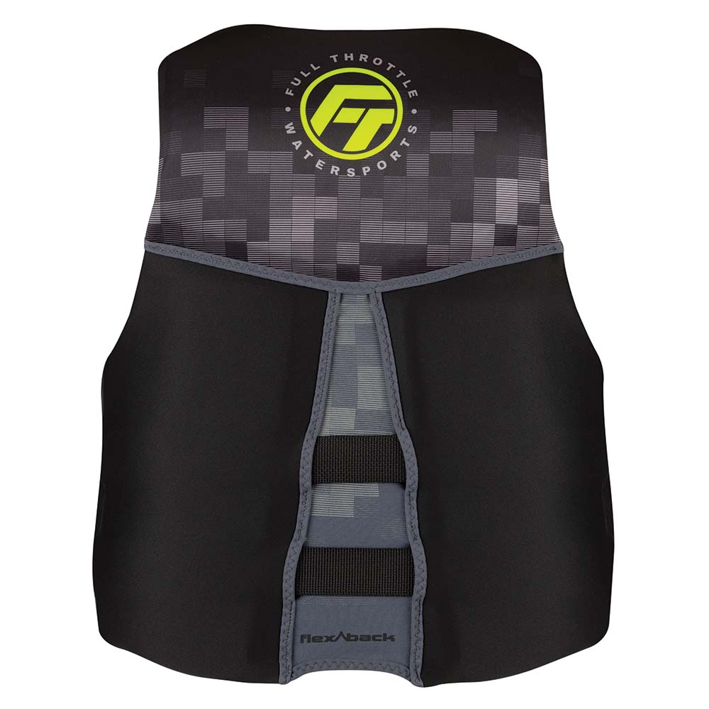 Full Throttle Mens Rapid-Dry Flex-Back Life Jacket – L – Black/Green [142500-400-040-22] Sale