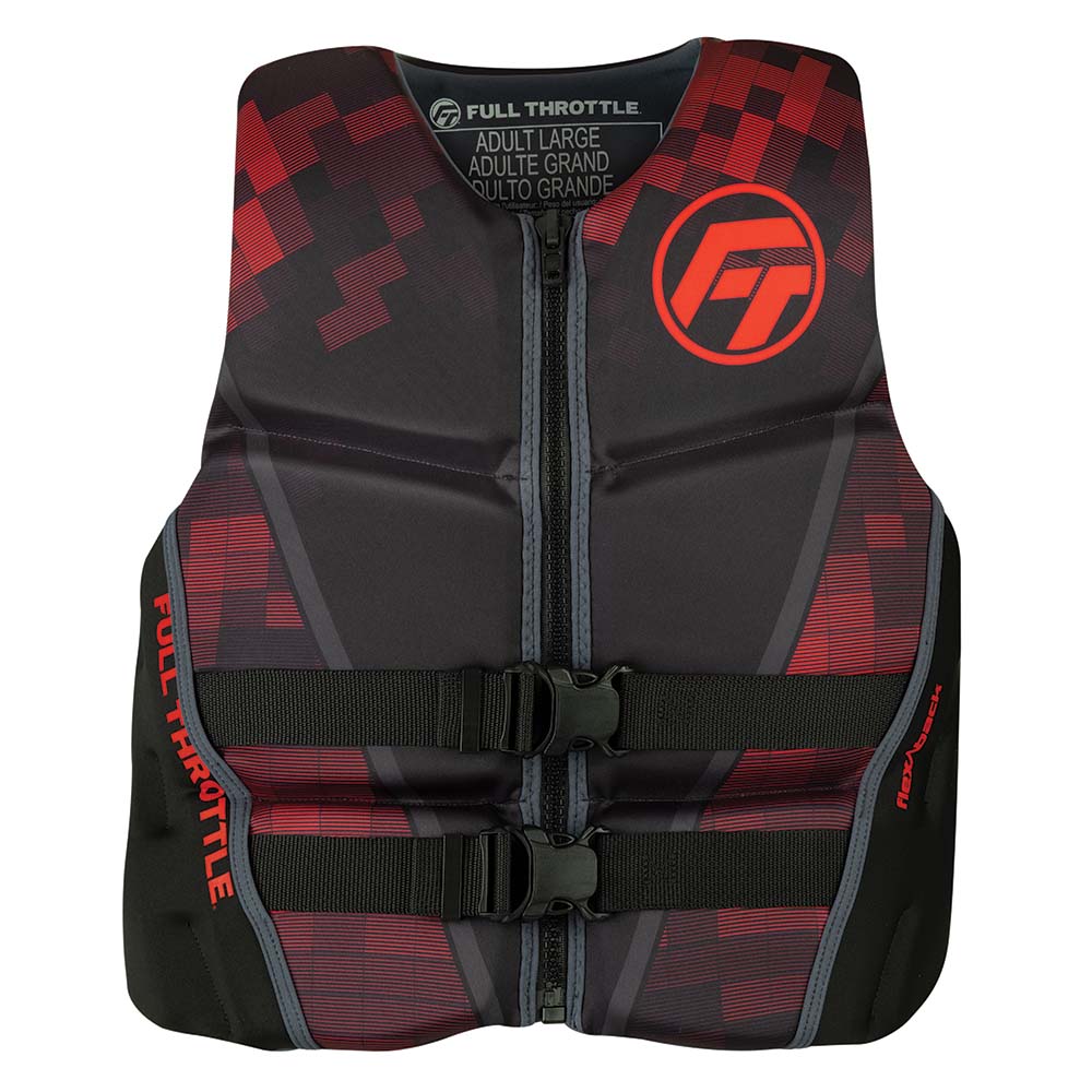 Full Throttle Mens Rapid-Dry Flex-Back Life Jacket – L – Black/Red [142500-100-040-22] Hot on Sale