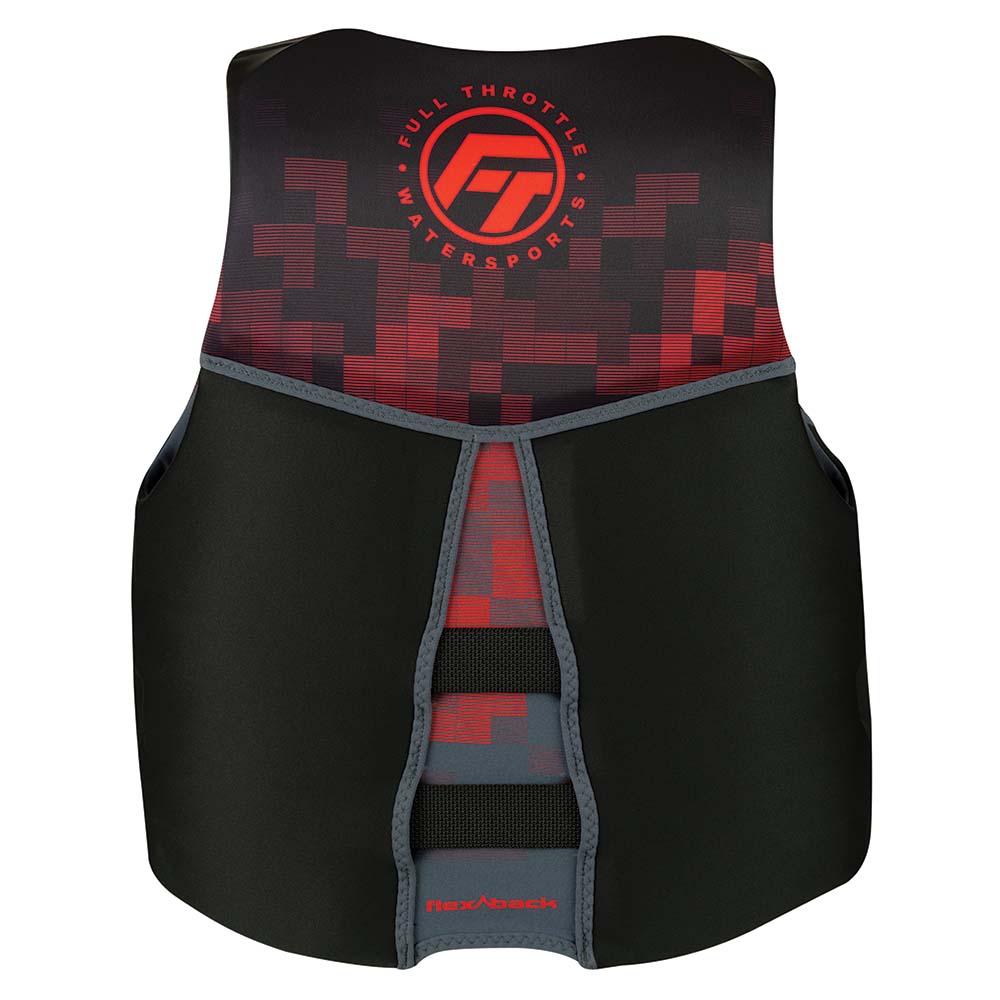 Full Throttle Mens Rapid-Dry Flex-Back Life Jacket – L – Black/Red [142500-100-040-22] Hot on Sale