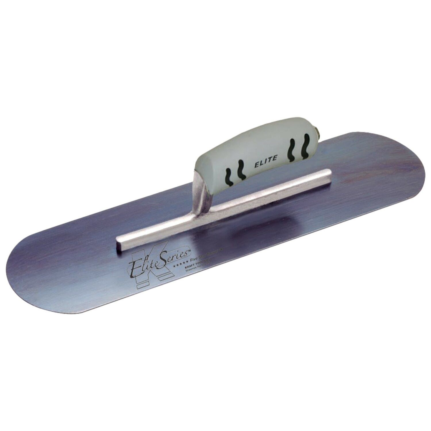 Kraft Tool CFE290BPF Elite Series Five Star 16″ x 4-1/2″ Blue Steel Pool Trowel with ProForm Handle on a Short Shank Fashion