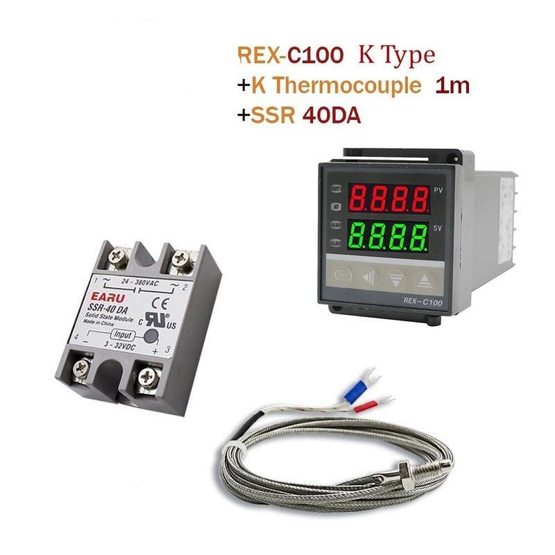 Digital PID Temperature Controller Thermostat REX-C100 + Max 40A SSR SSR-40DA Relay + K Thermocouple M6 1M Probe with Heat Sink Online