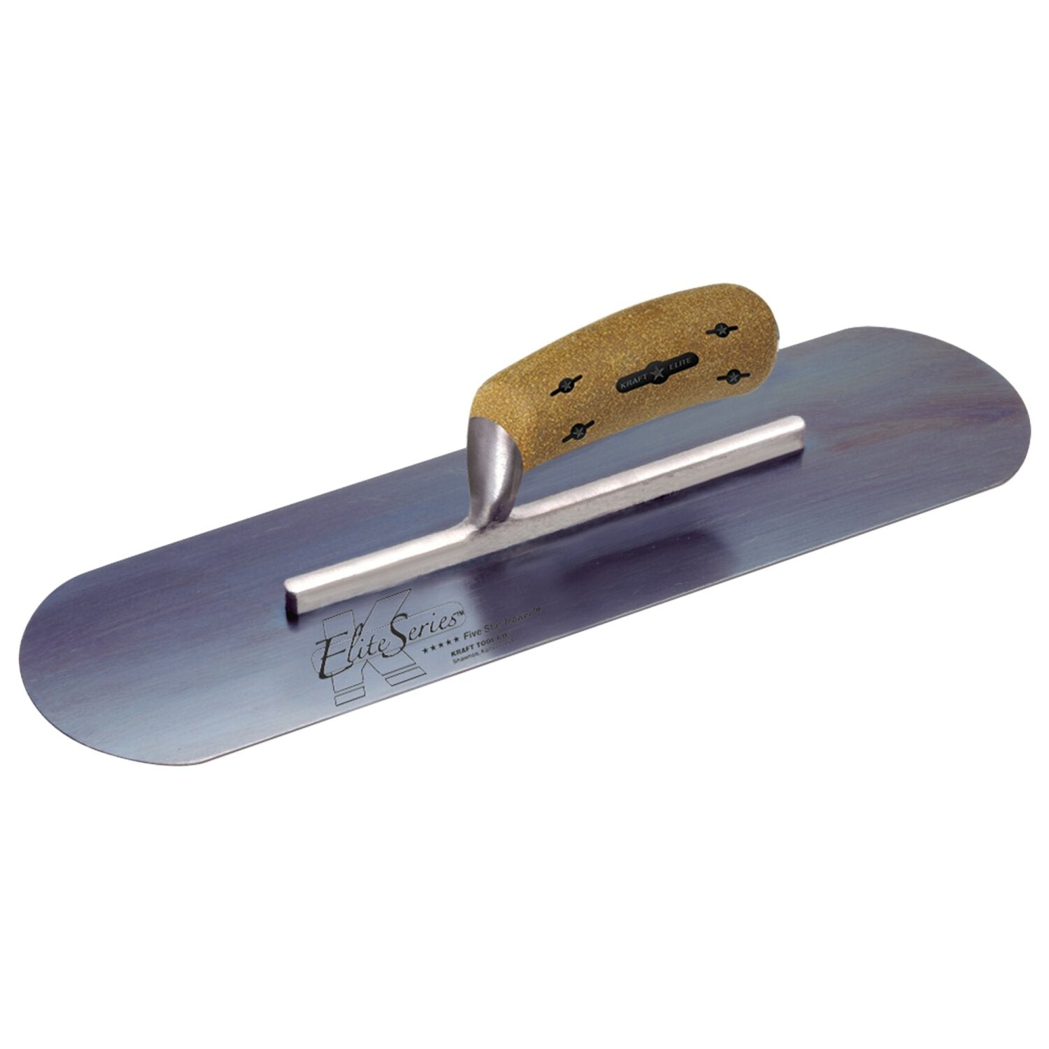 Kraft Tool CFE290BK Elite Series Five Star 16″ x 4-1/2″ Blue Steel Pool Trowel with Cork Handle on a Short Shank Hot on Sale