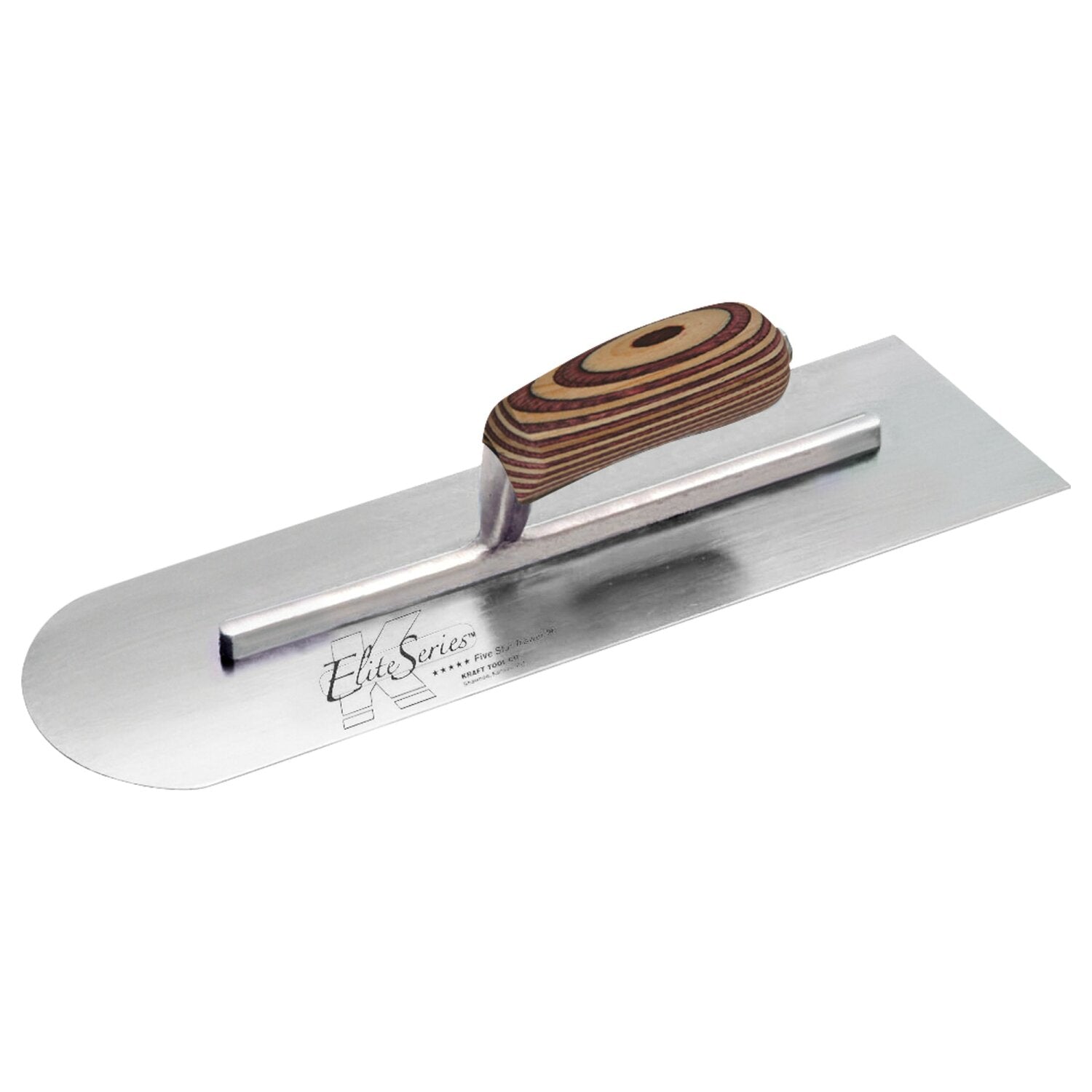 Kraft Tool CFE288 20″ x 5″ Elite Series Five Star Carbon Steel Round Front/Square Back Trowel with Laminated Wood Handle Online Hot Sale