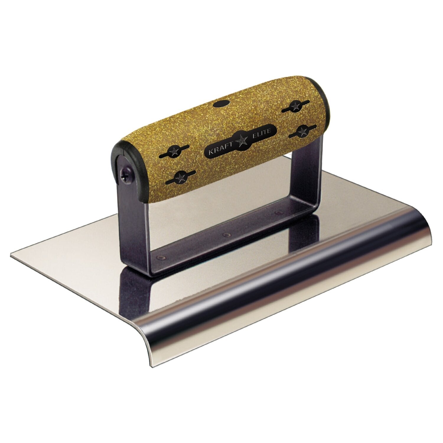 Kraft Tool CFE321K 10″ x 6″ 1/2″R Elite Series Five Star Stainless Steel Highway Edger with Cork Handle Sale