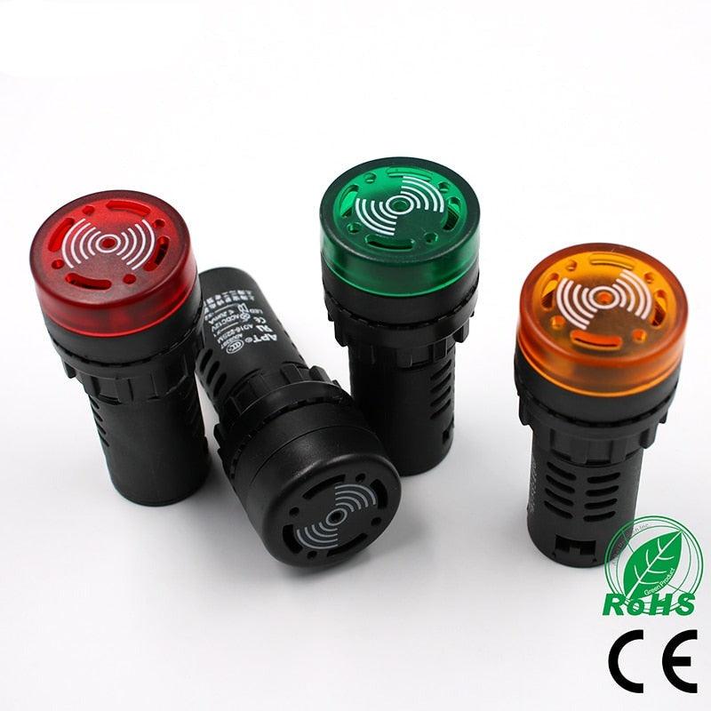 EARU -1pc AD16-22SM 12V 24V 110V 220V 380V 22mm Flash Signal Light Red LED Active Buzzer Beep Alarm Indicator Red Green Yellow Black Fashion