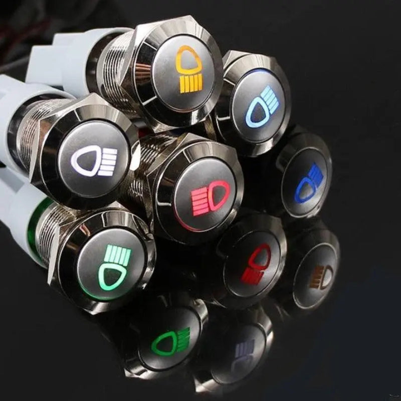 EARU -19mm Metal Push Button Switch Waterproof LED Latching Locking Momentary on Sale