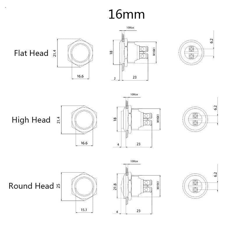 EARU -16mm 19mm NC Normal Push Button Switch Momentary Reset Self-reset Online Hot Sale