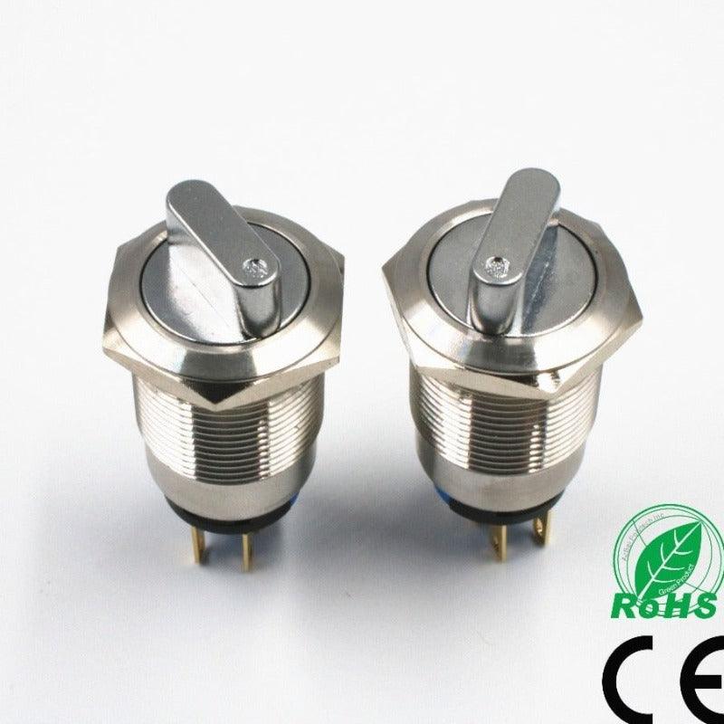 EARU -19mm 22mm 2 3 Position Push Button Switch DPDT Selector Knob Rotary 3 Position Switch Online now