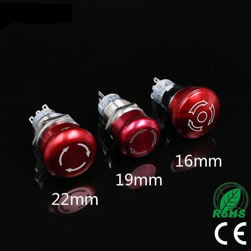 EARU -1pc 16mm 19mm 22mm 2NO 2NC Waterproof Metal Latching Emergency STOP Mushroom Push Button Online Hot Sale