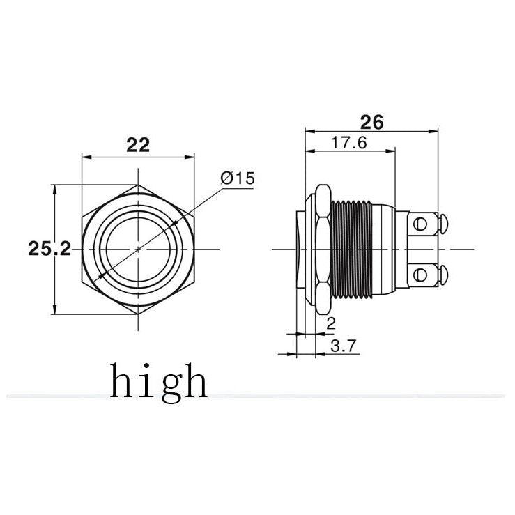 EARU -19mm Metal Push Button Switch Momentary Reset 1NO Waterproof Online Sale