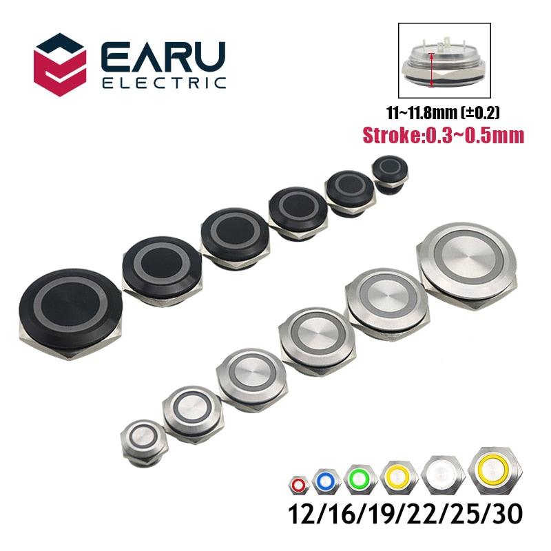 EARU -16mm Short Stroke Mini Waterproof Metal Push Button Switch Power Led Light Online Hot Sale