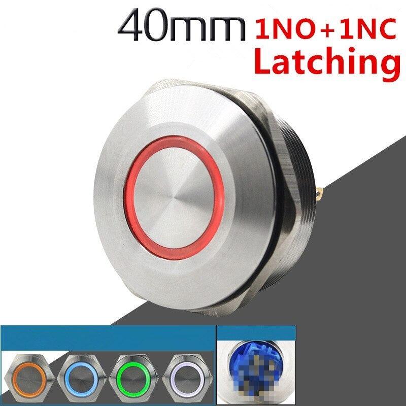 EARU -40MM 1NO 1NC Metal Locking Latching LED Push Button Switch on Sale