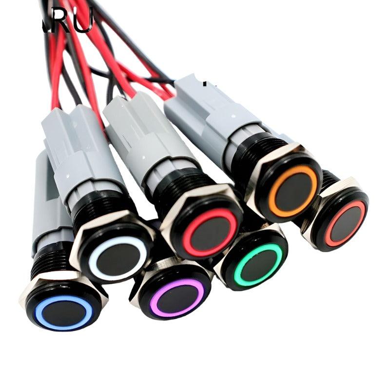 EARU- 16mm LED Light Momentary Reset Alumina Black Body Push Button Switch Fashion