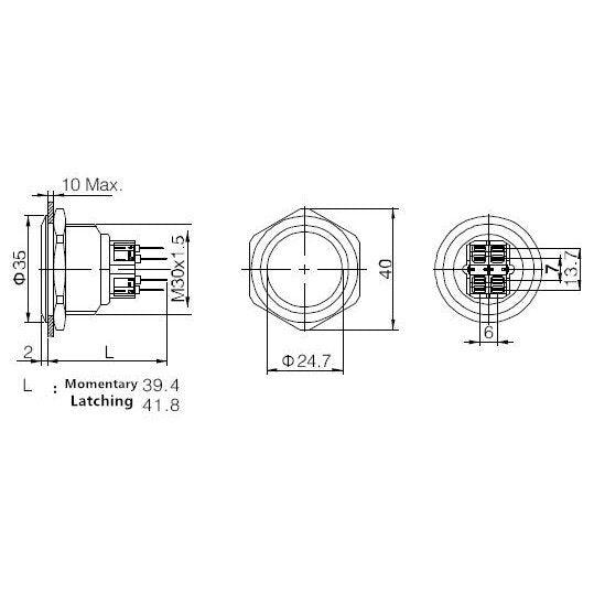 EARU -30mm Metal Momentary Push Button Switch on Sale