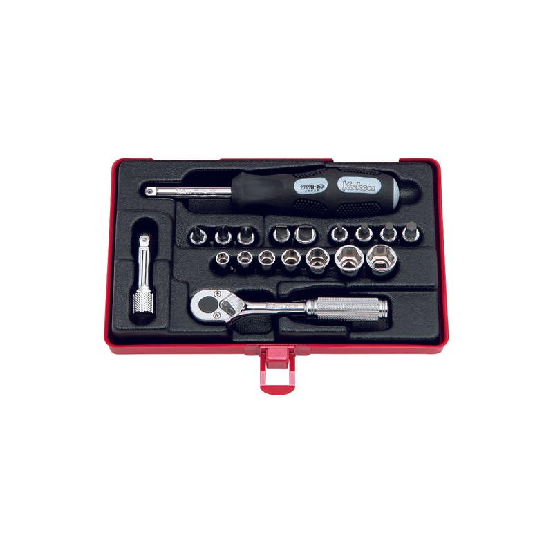 Ko-Ken 2275 1/4 Inch Sq. Dr. Socket Set 6 Point 19 Pieces on Sale