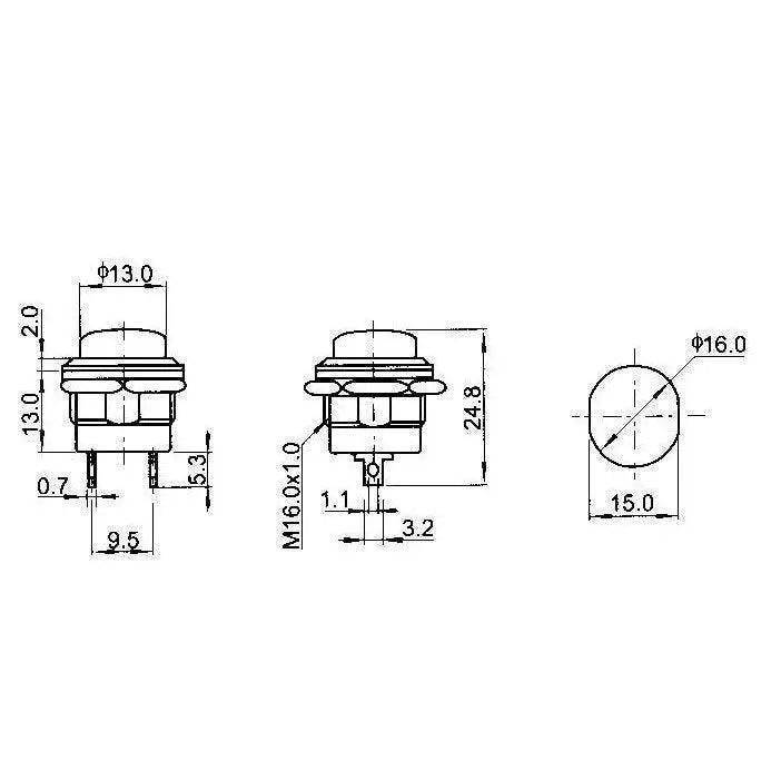 EARU- 10pcs DIY Momentary 16mm  Mini Round Push Button Switch| OFF-(ON) Online Sale