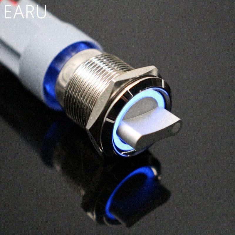 EARU- 22mm 2 3 Position Switch Push Button Switch DPDT Illuminated Metal selector Fashion