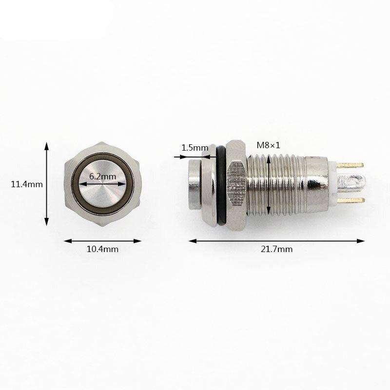 EARU- 8mm Waterproof Latching Metal Push Button Switch Light Shine Car Horn Fix 3V 5V 12V 24V Online now
