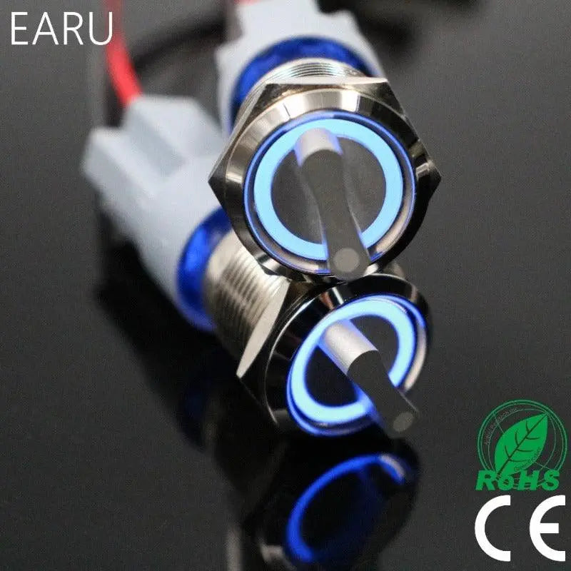 EARU -22mm 2 3 Position Switch Push Button Switch DPDT Illuminated Metal selector on Sale