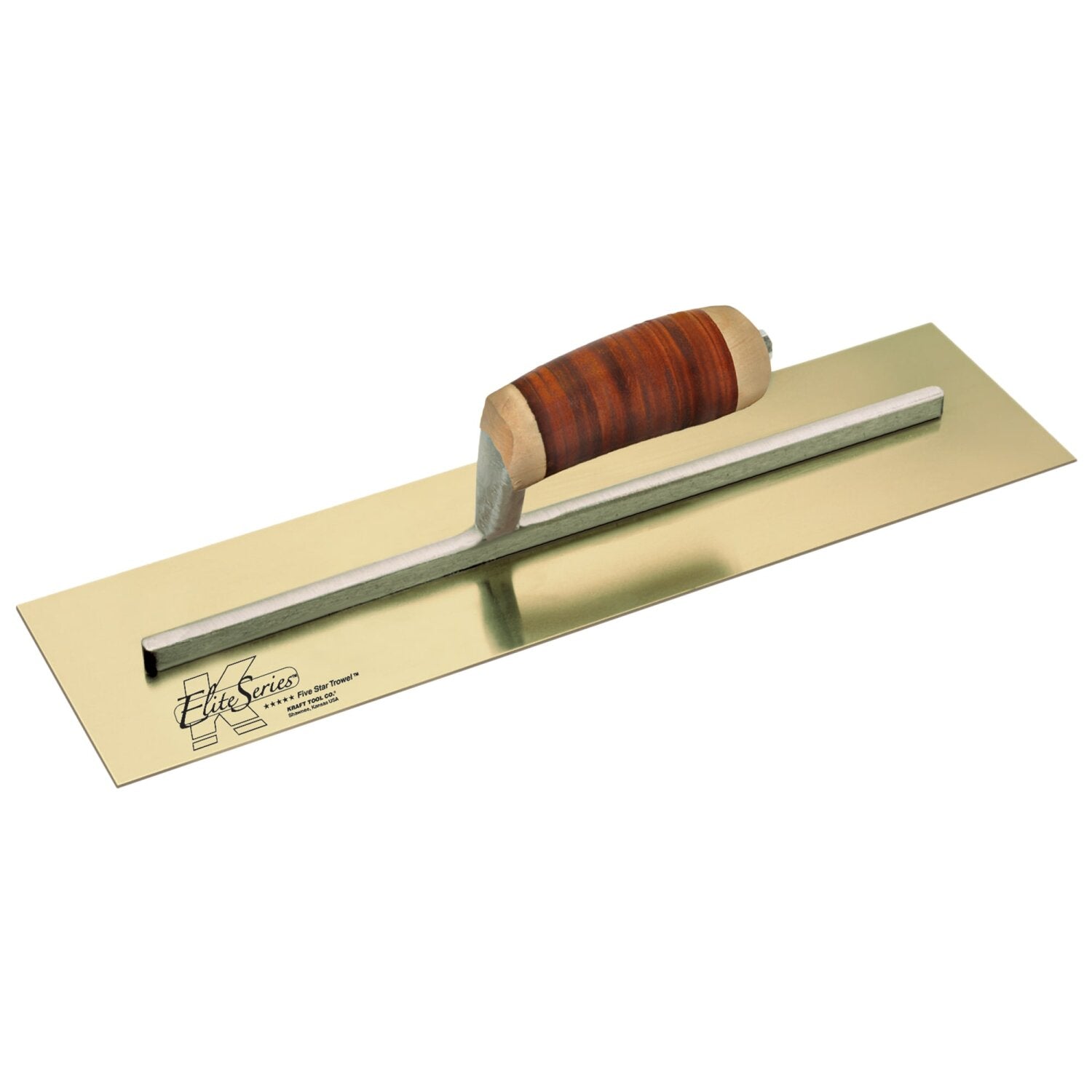 Kraft Tool CFE541L Elite Series Five Star 14″ x 4″ Golden Stainless Steel Cement Trowel with Leather Handle Discount