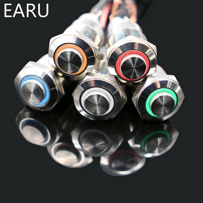 EARU- 12mm  High Round Waterproof Momentary Metal Push Button Fashion