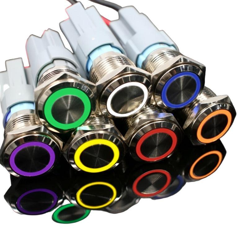 EARU- 16mm Metal Push Button Switch Waterproof LED Light Momentary Self-reset Fashion