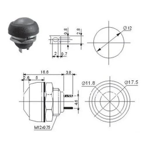 EARU- 10pcs DIY Mini 12mm Momentary Waterproof Push Button Switch Sale
