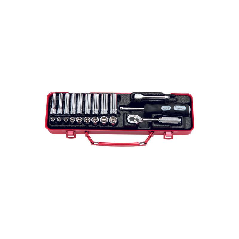 Ko-Ken 2277 1/4 Inch Sq. Dr. Socket Set 6 Point 21 Pieces Online Hot Sale