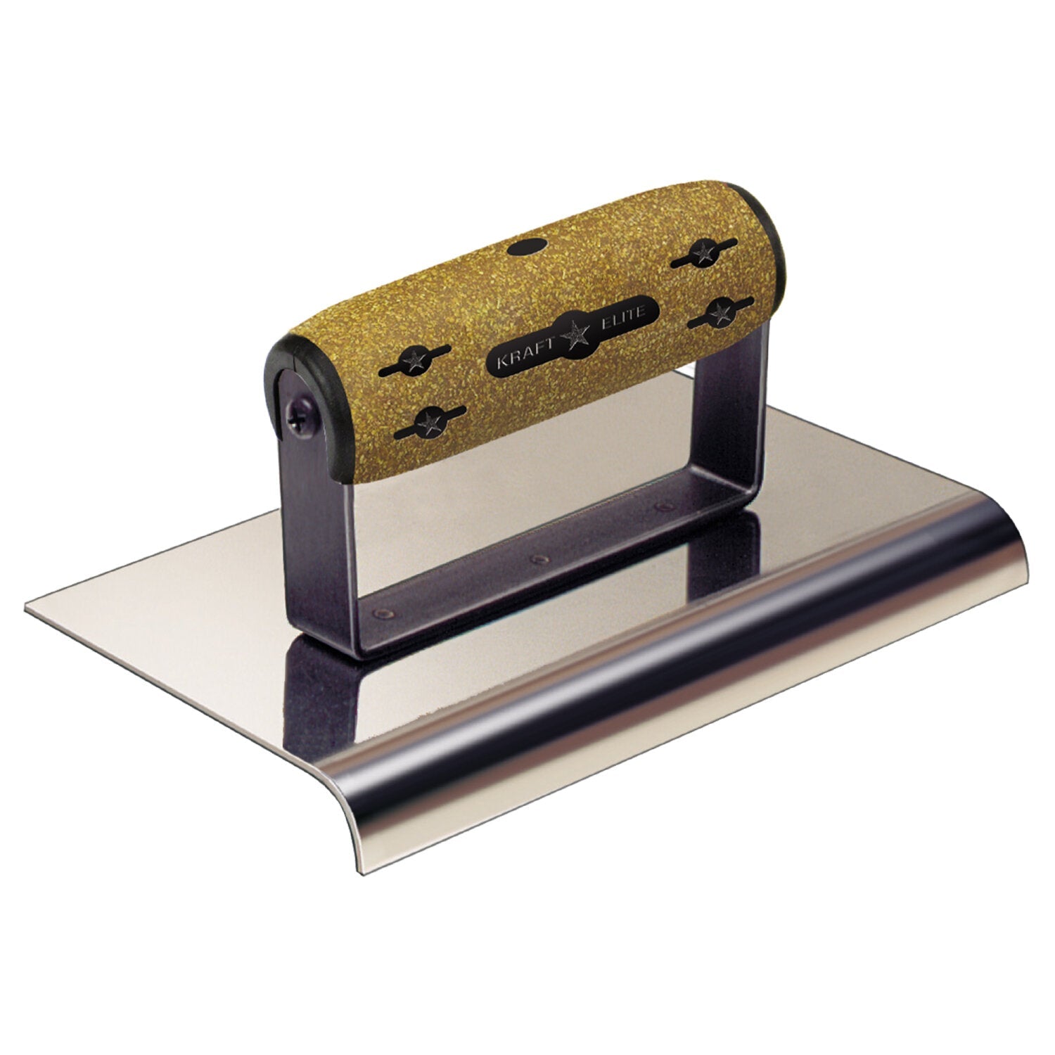 Kraft Tool CFE906K 10″ x 6″ 5/8″R Elite Series Five Star Stainless Steel Highway Edger with Cork Handle on Sale