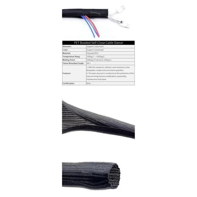 Expandable Cable Sleeve| PET Braided Wire Wrap 1M/3M/5M optional Supply