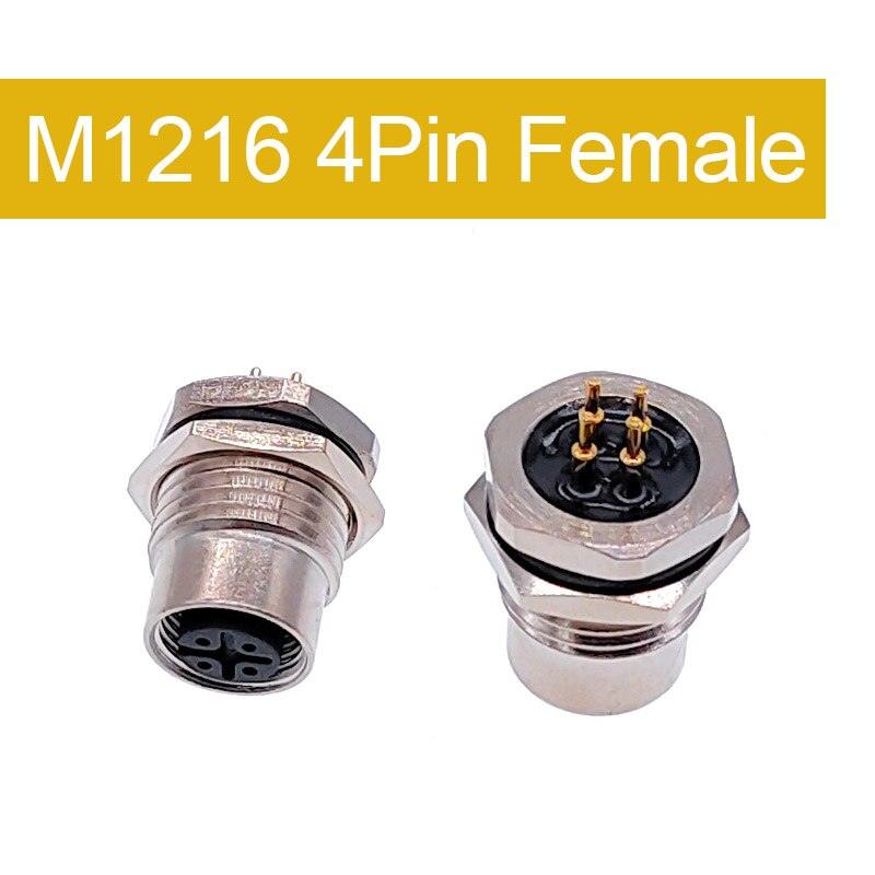 Front nut flange socket 4 5 8pin screw threaded male female M12 M16 waterproof connectors PCB sensor connector panel Online Sale