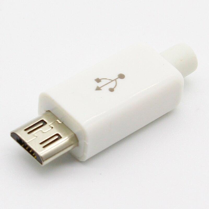 Free shipping 10pcs Micro USB 5PIN Welding Type Male Plug Connectors Charger 5P USB Tail Charging Socket 4 in 1 White Black Online