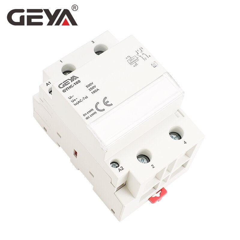 GEYA GYHC 2Pole 100A AC 220V 230V 50/60Hz Din Rail Household AC Modular Contactor Switch Controller Home Hotel Use Online Sale