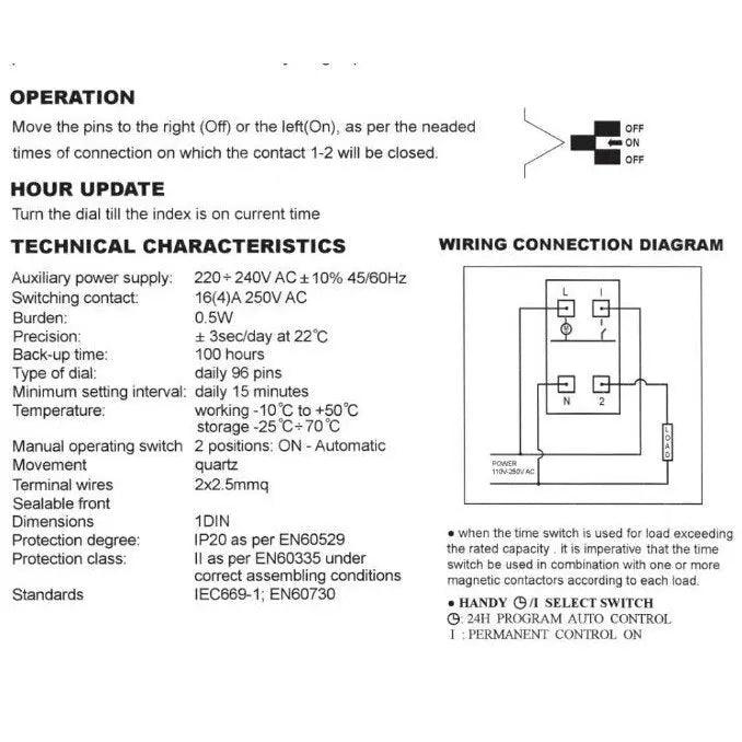 GEYA- TB45 Din Rail Mechanical Timer Switch| 96 times Time Set Supply