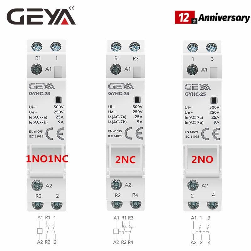 GEYA Din Rail Mounted Household Modular AC Contactor for Smart Home House Hotel AC220V 2P 16A 20A 25A 2NC 2NO 1NO1NC 50/60Hz Discount